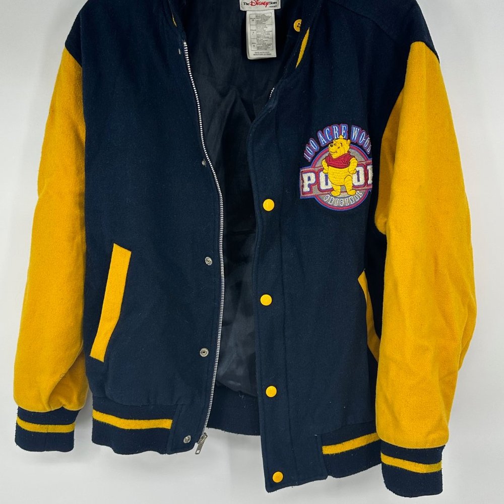 Vintage Winnie The Pooh Varsity Letterman Jacket Coat Small Blue Gold